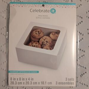 NWT Celebrate It White Treat Boxes with window